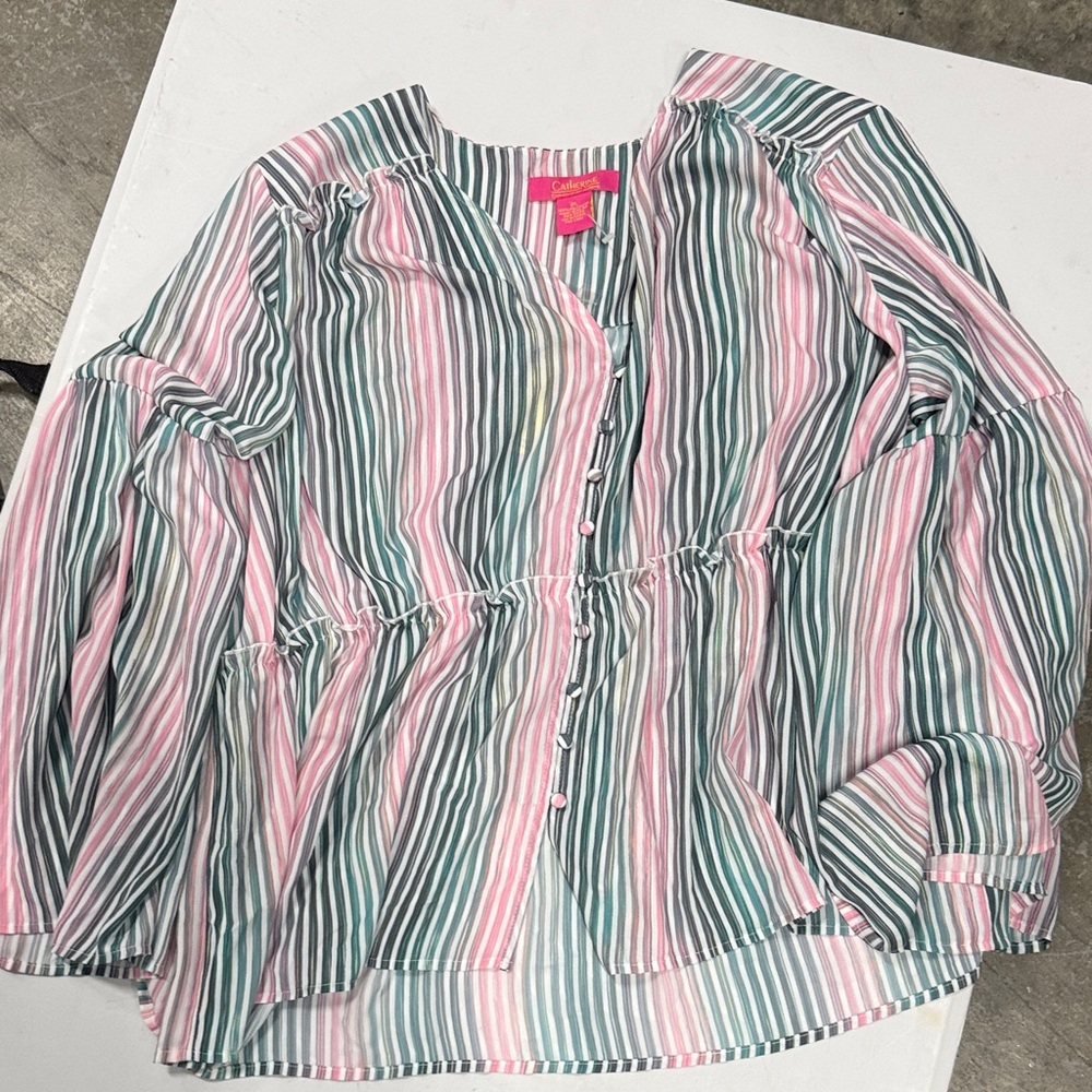 Catherines Multicolor Striped Women's Top